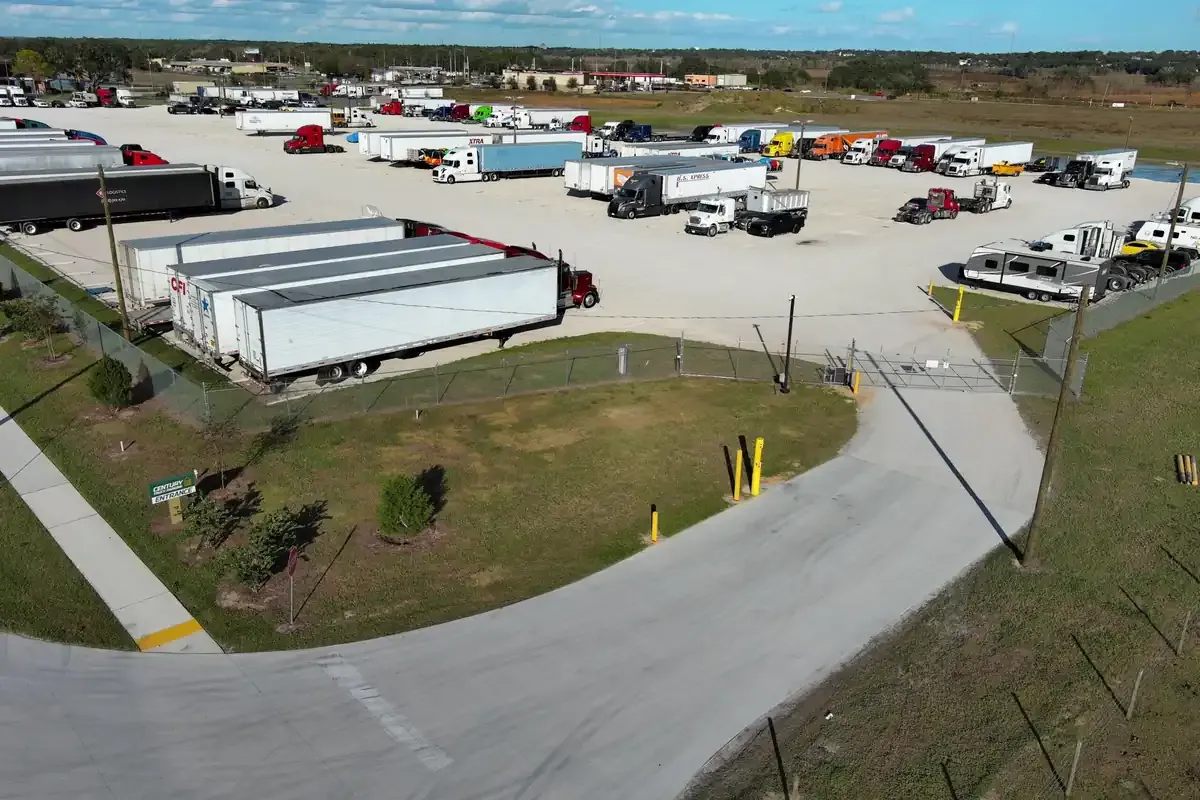 Aerial view of secure, gated storage in Central Florida