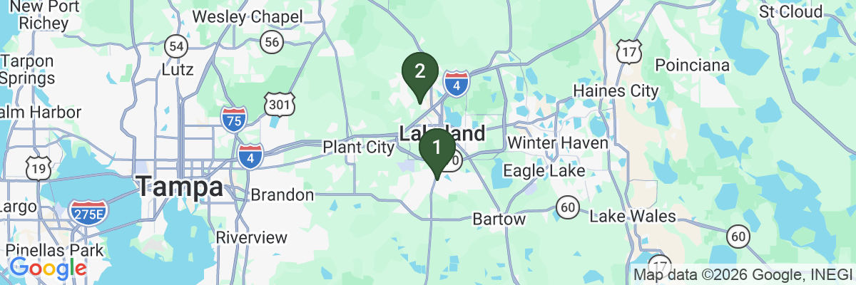 Map showing facility locations