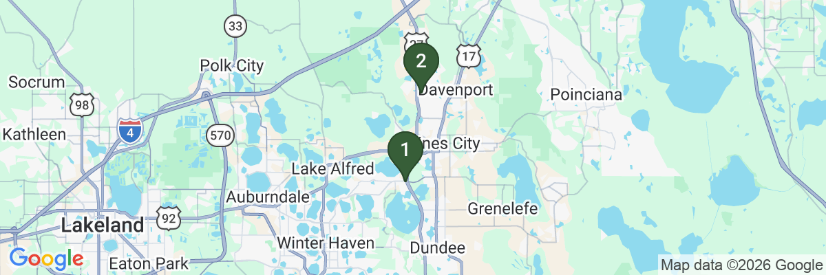 Map showing facility locations