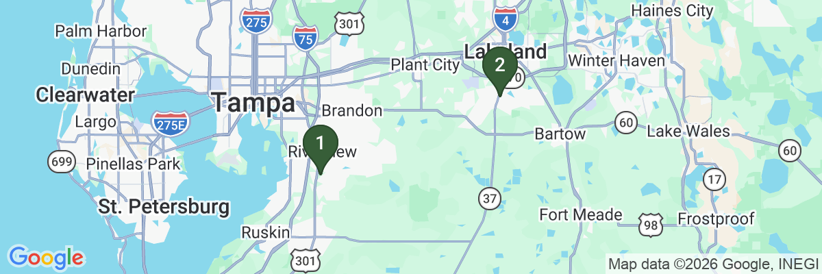 Map showing facility locations