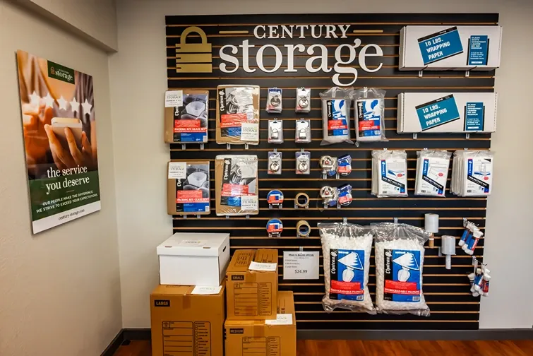 packing supplies at storage facility office