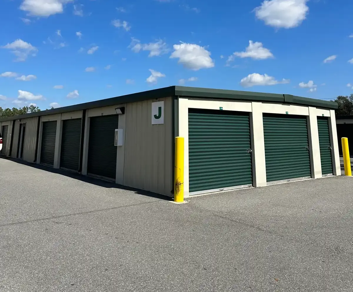 corner of exterior drive up storage facility units