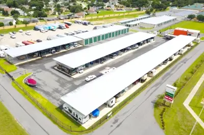 Aerial view of storage park in Davenport